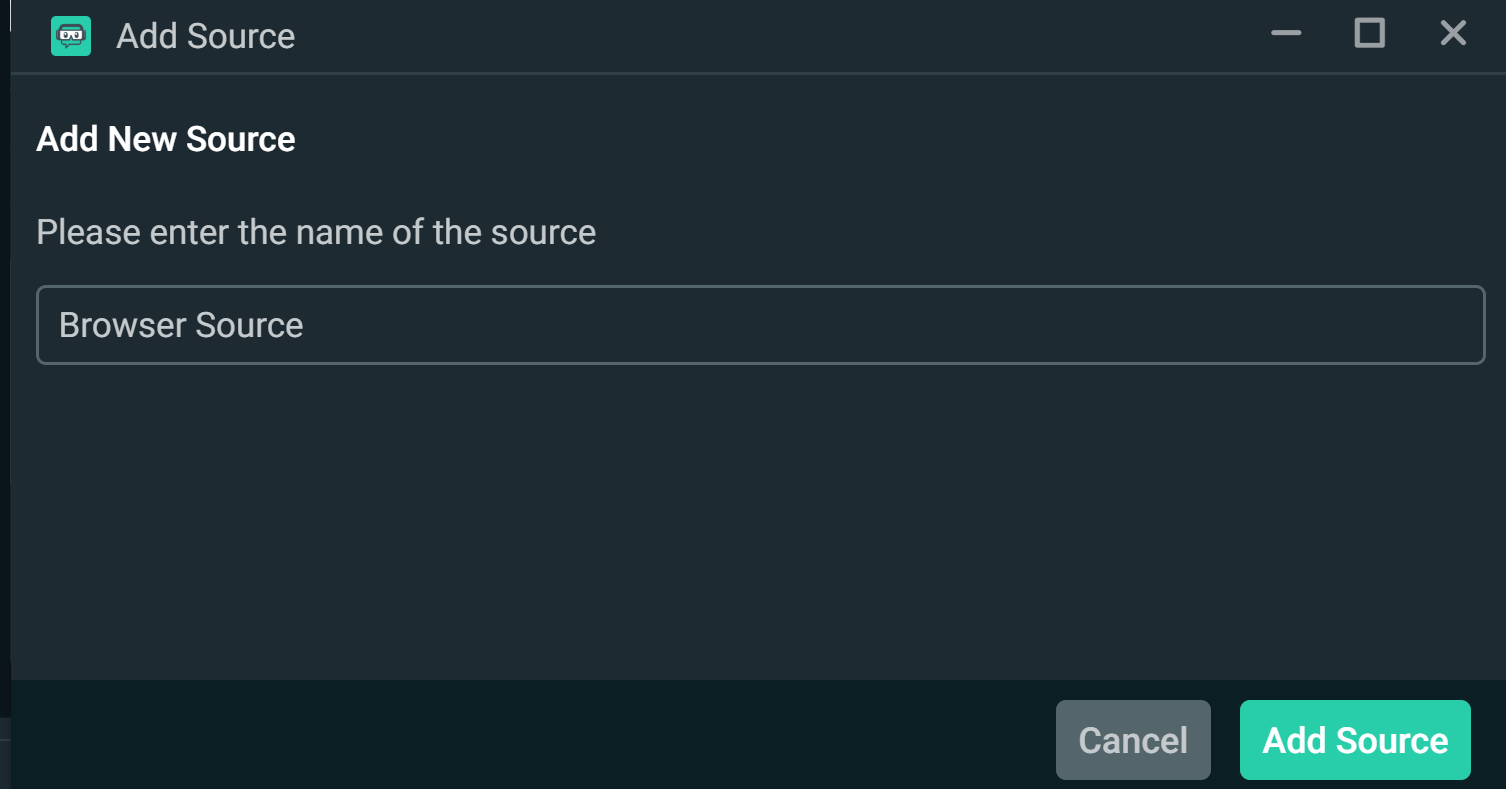 Streamlabs Desktop Add Source dialog named Browser Source